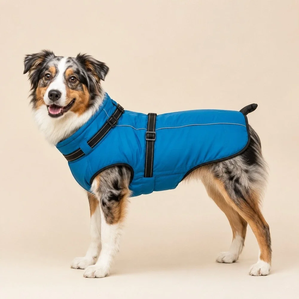 Lelepet Doggy Size Medium Waterproof Jacket With Harness Fleece Gorpcore Cozy